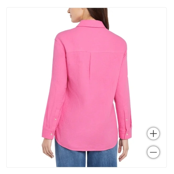 NWT Gap Women's cotton Gauze Button Front Shirt Pink XL - Picture 2 of 5